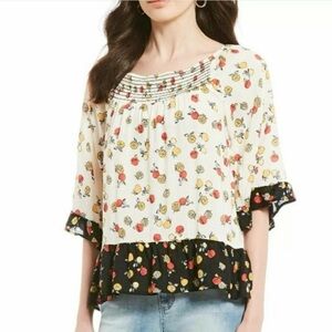 Democracy Peplum Fruit Print Top